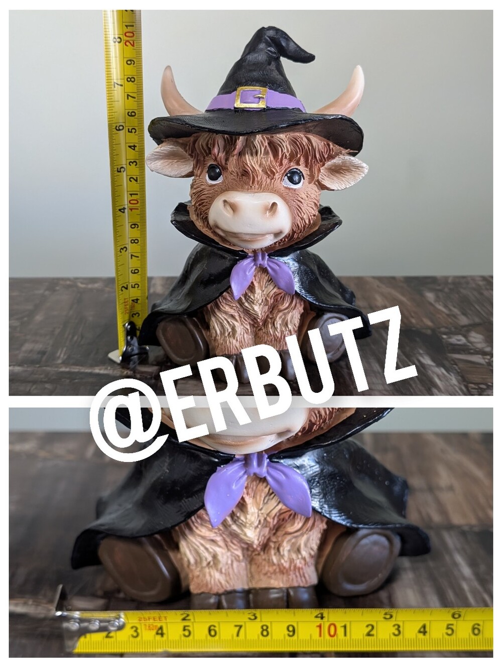 Adorably Spooky Witchy Highland Cow Farmhouse Halloween Tabletop Decor ๐ฎ๐ง - Picture 10 of 10